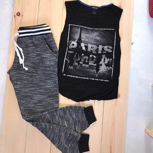 Black/white jogger set